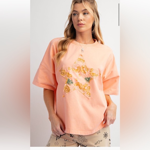 EASEL Peach Star Plus Size Mineral Washed NWT - Picture 5 of 5